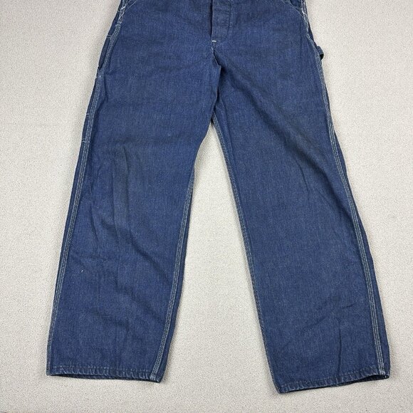 VTG Lee Jelt Denim Sanforized Bib Overalls 32x29 Baggy Union Made USA Distressed - Picture 10 of 11
